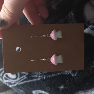 💜Pink mushroom earrings